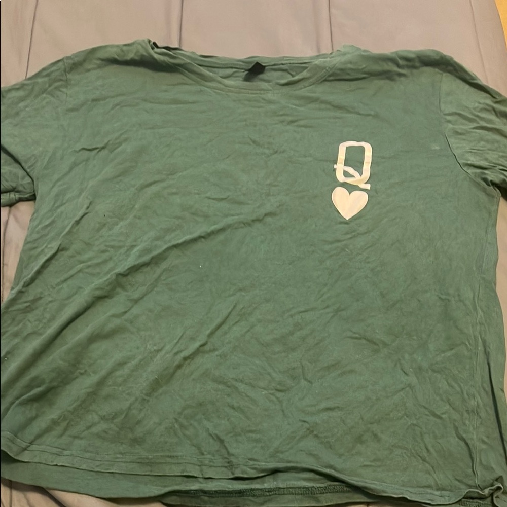 Green Short Sleeve Crew Neck Tee with Graphic